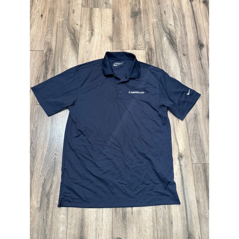 Nike Golf Dri-Fit Tour Performance Polo Shirt M Navy Blue Emergi-Lit Club Logo C